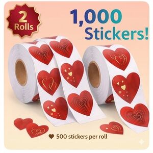 1,000 Heart Shaped Stickers